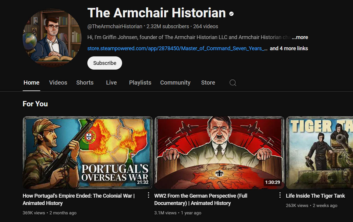 armchair historian youtube channel