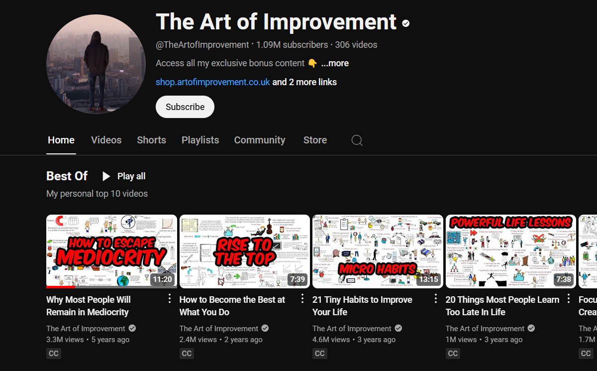 art of improvement youtube channel