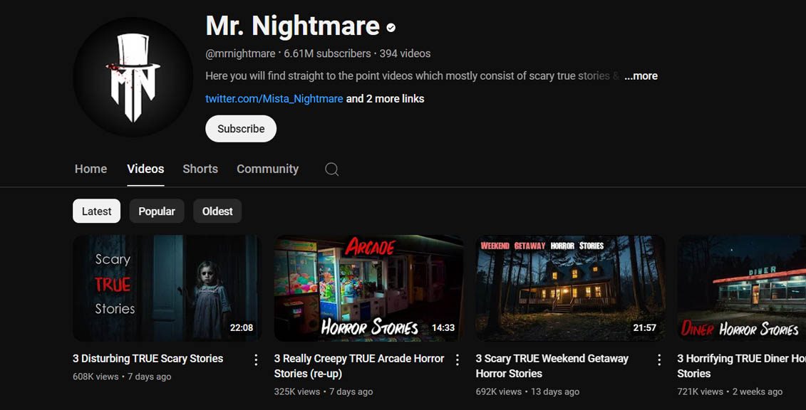 mr nightmare youtube channel