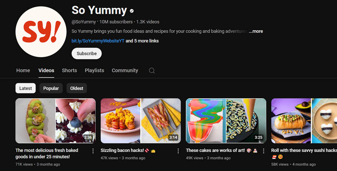 so yummy youtube channel