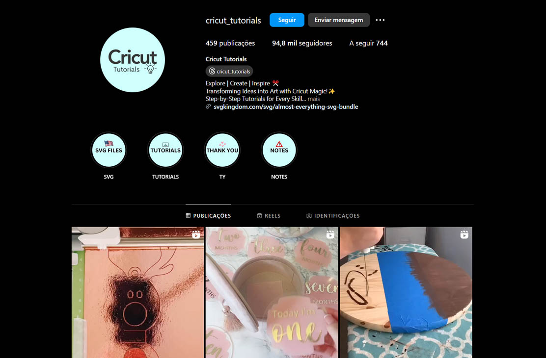 circut tutorials instagram profile