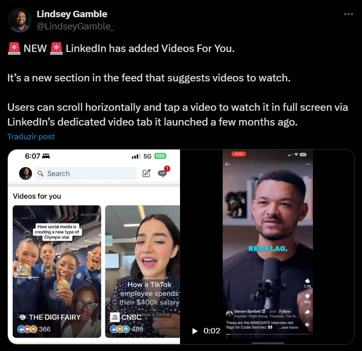 linkedin video feed